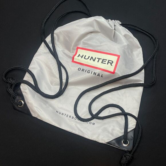 ~ HUNTER Backpack Lightweight Strong Nylon Drawstring Cinch Adjustable Gray Blk - Picture 2 of 15